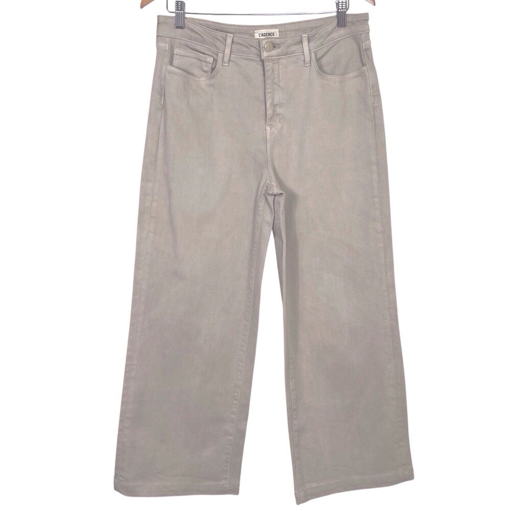 L’Agence Scottie Biscuit Beige Wide Leg Cropped High Rise Jeans Size 30